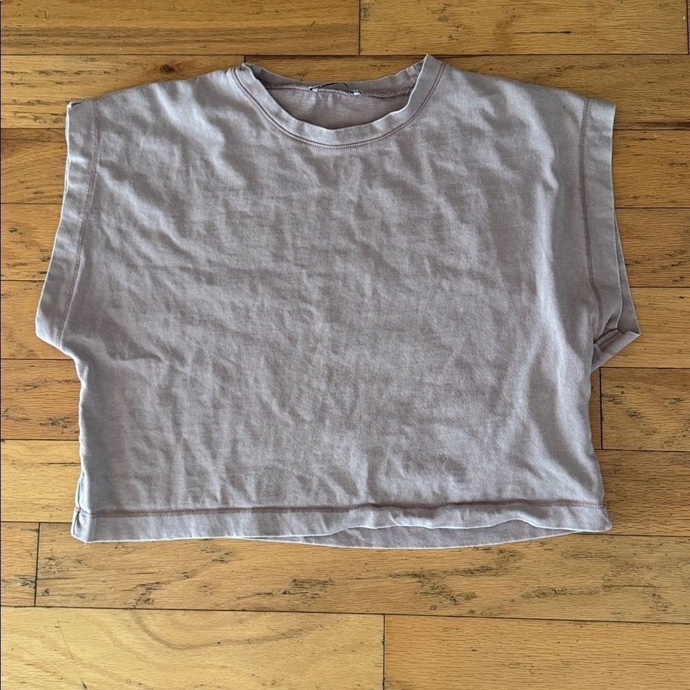 Zara | Boxy Cropped T-Shirt | Faded Dusty Rose Color | size M